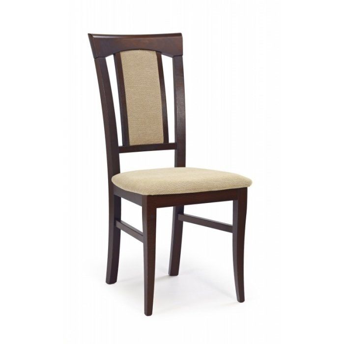 KONRAD krzesło ciemny orzech / tap: Torent Beige (1p 2szt) KONRAD krzesło ciemny orzech / tap: Torent Beige (1p 2szt)