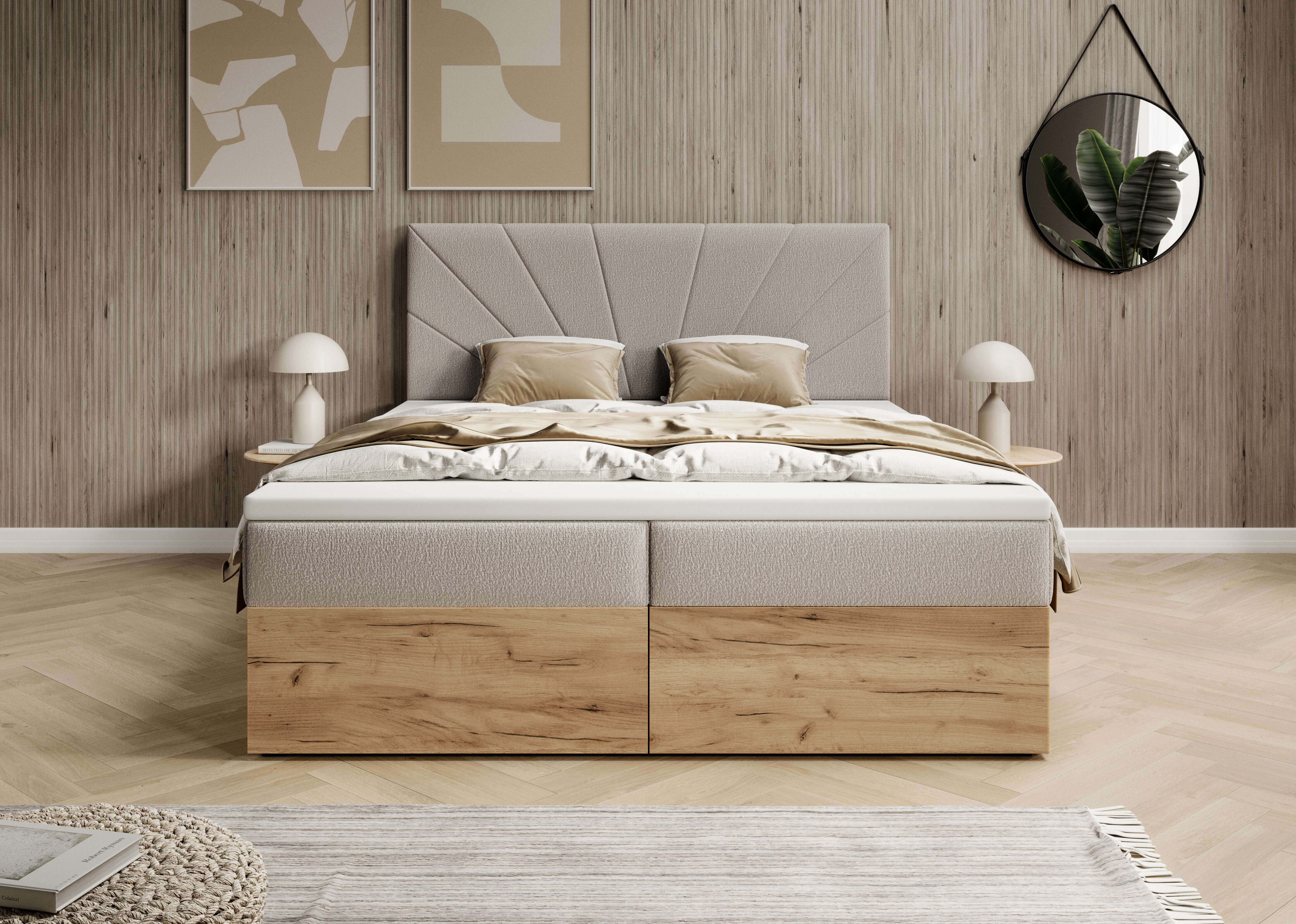 Łóżko Mali – elegancka forma i dekoracyjne przeszycia