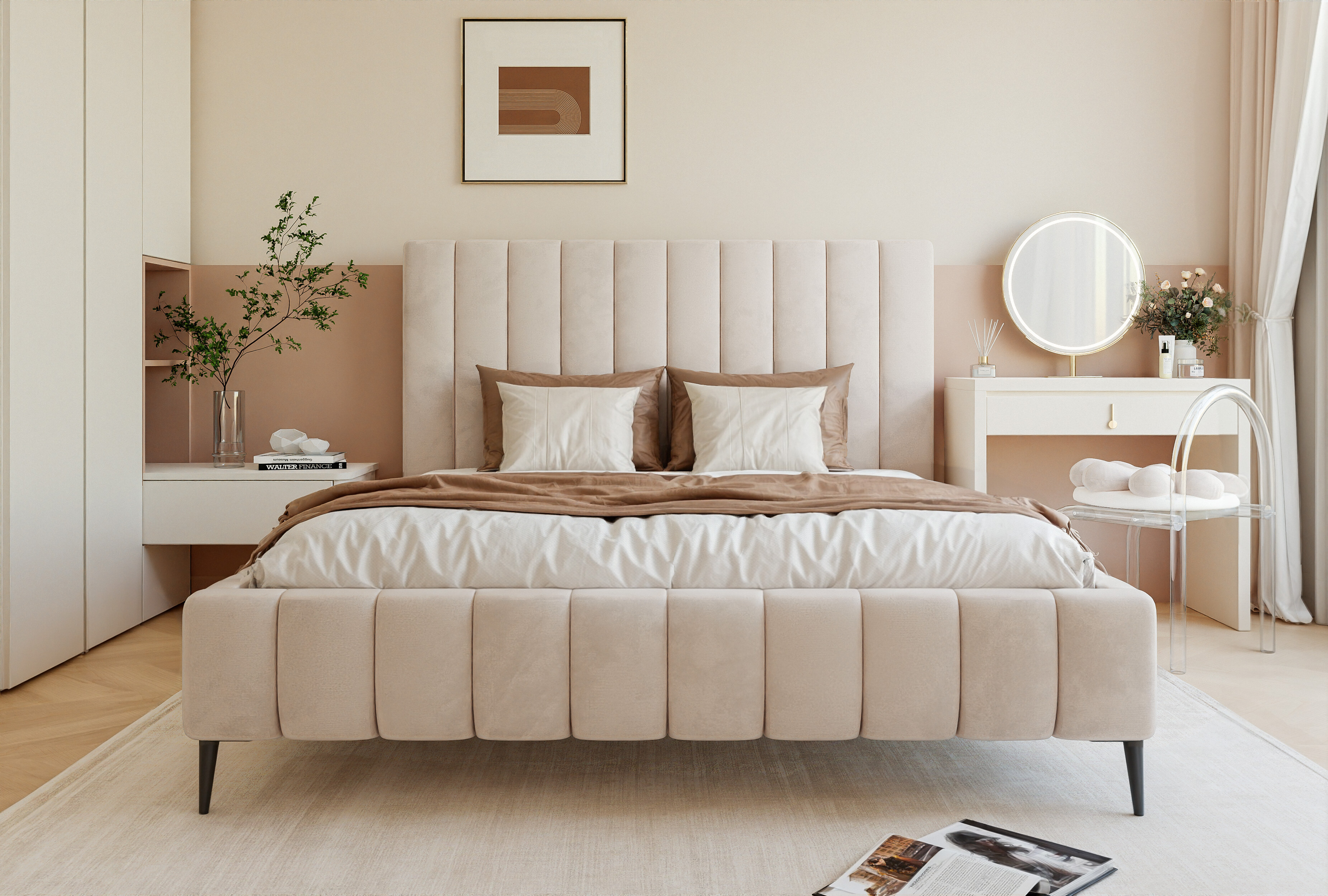 Łóżko Tala – miękka forma i nowoczesna elegancja