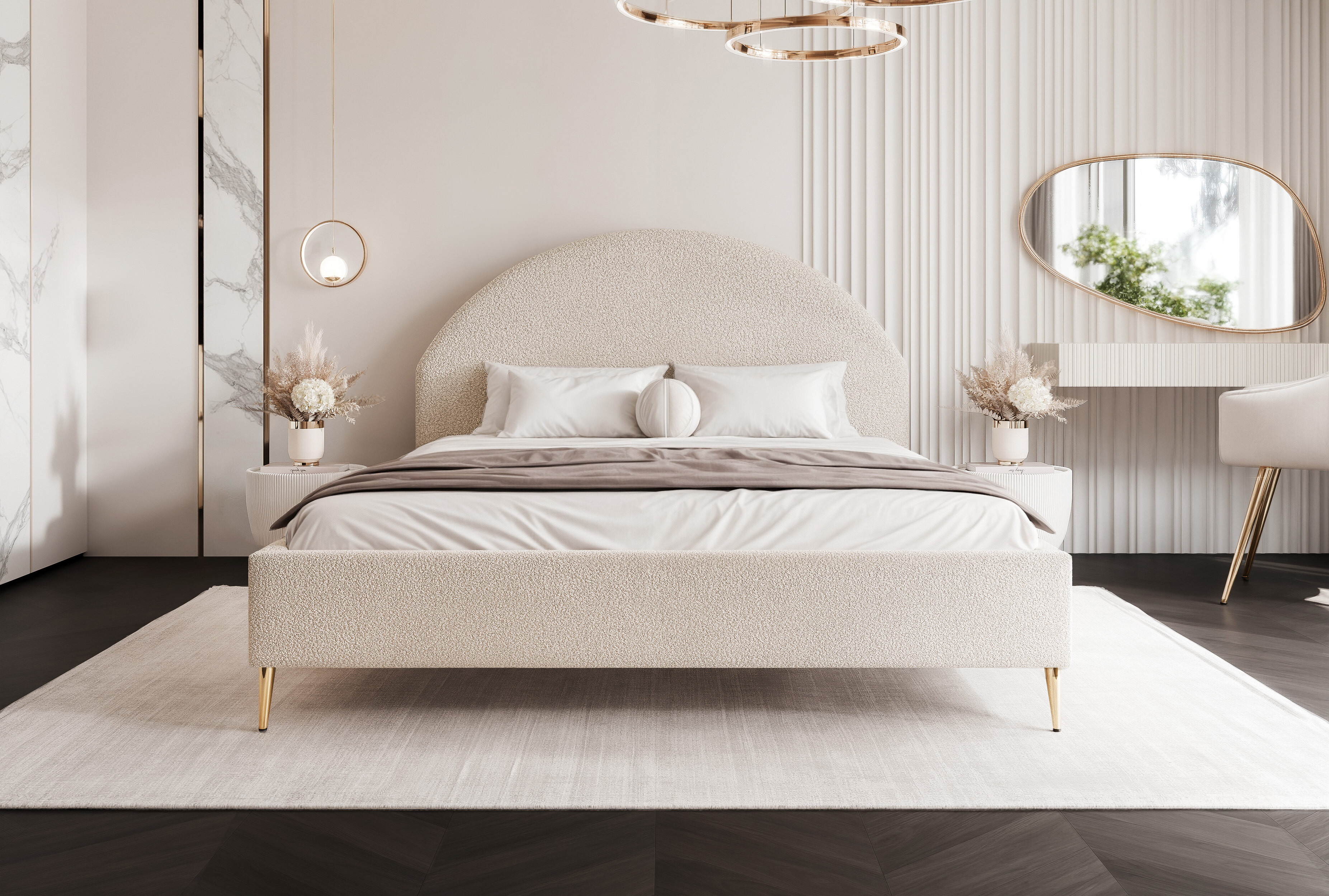 Łóżko Olia – miękka forma i ponadczasowa elegancja
