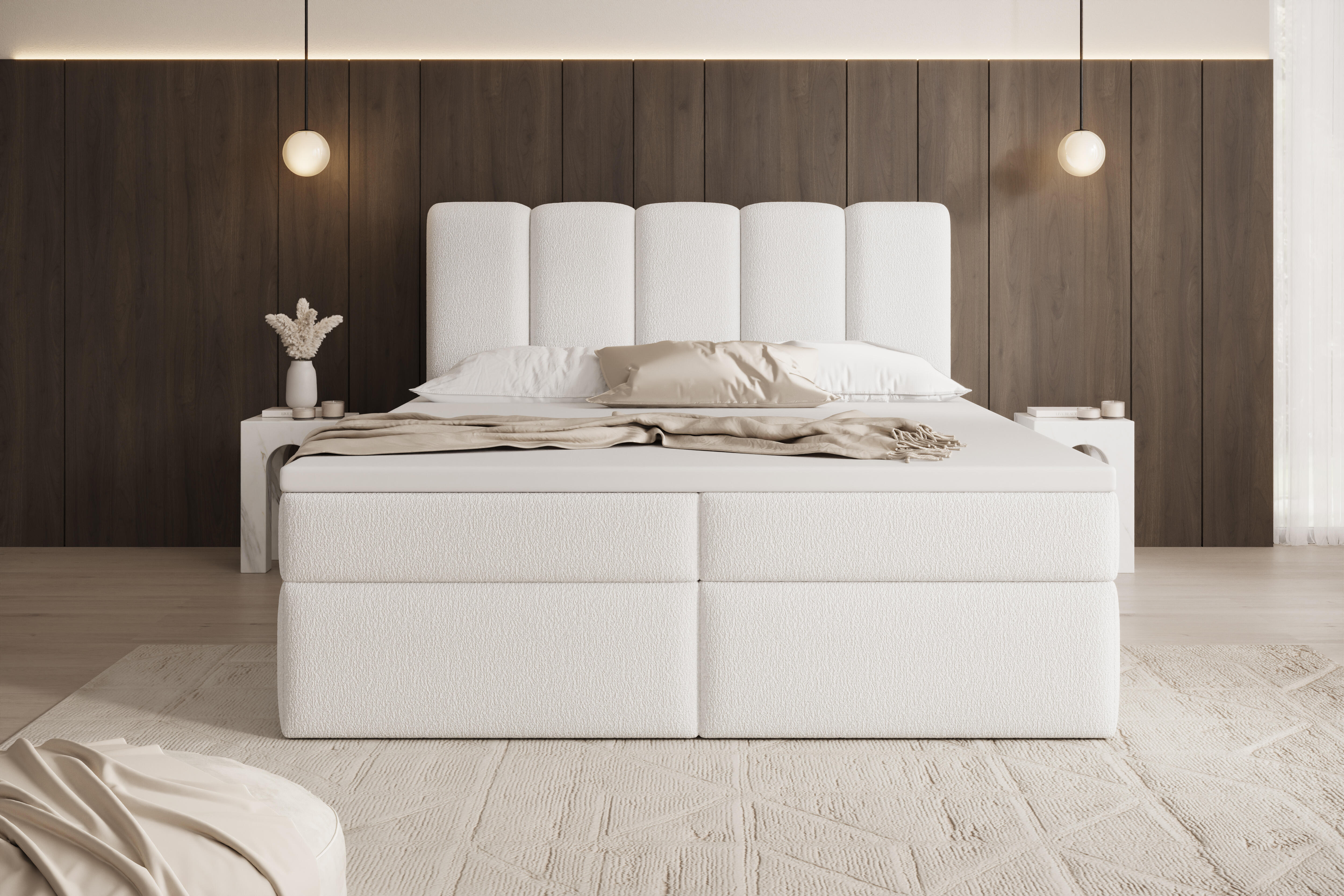 Łóżko Auris – komfortowe łóżko kontynentalne z pojemnikami na pościel