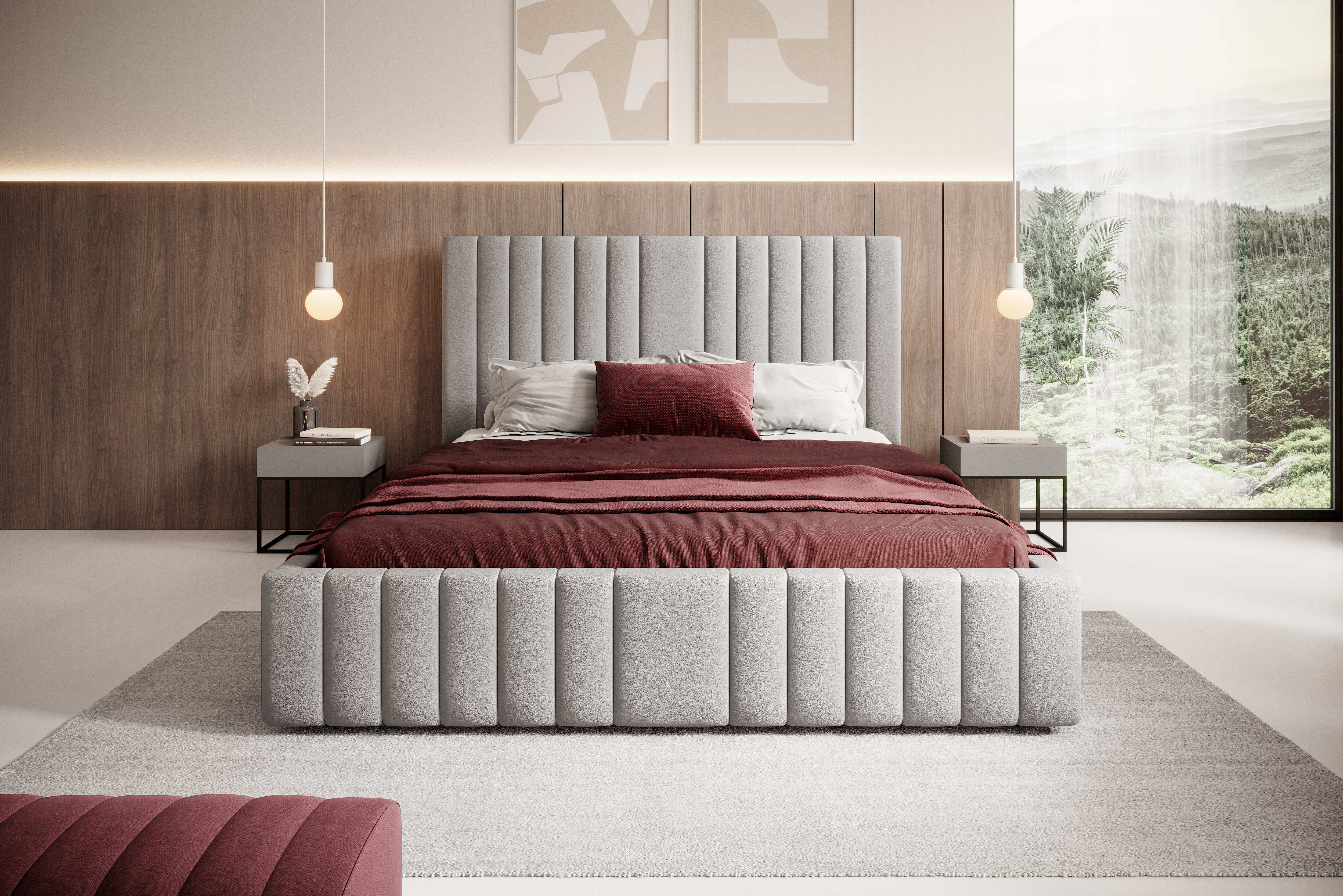 Łóżko Livara – nowoczesna lekkość i eleganckie przeszycia