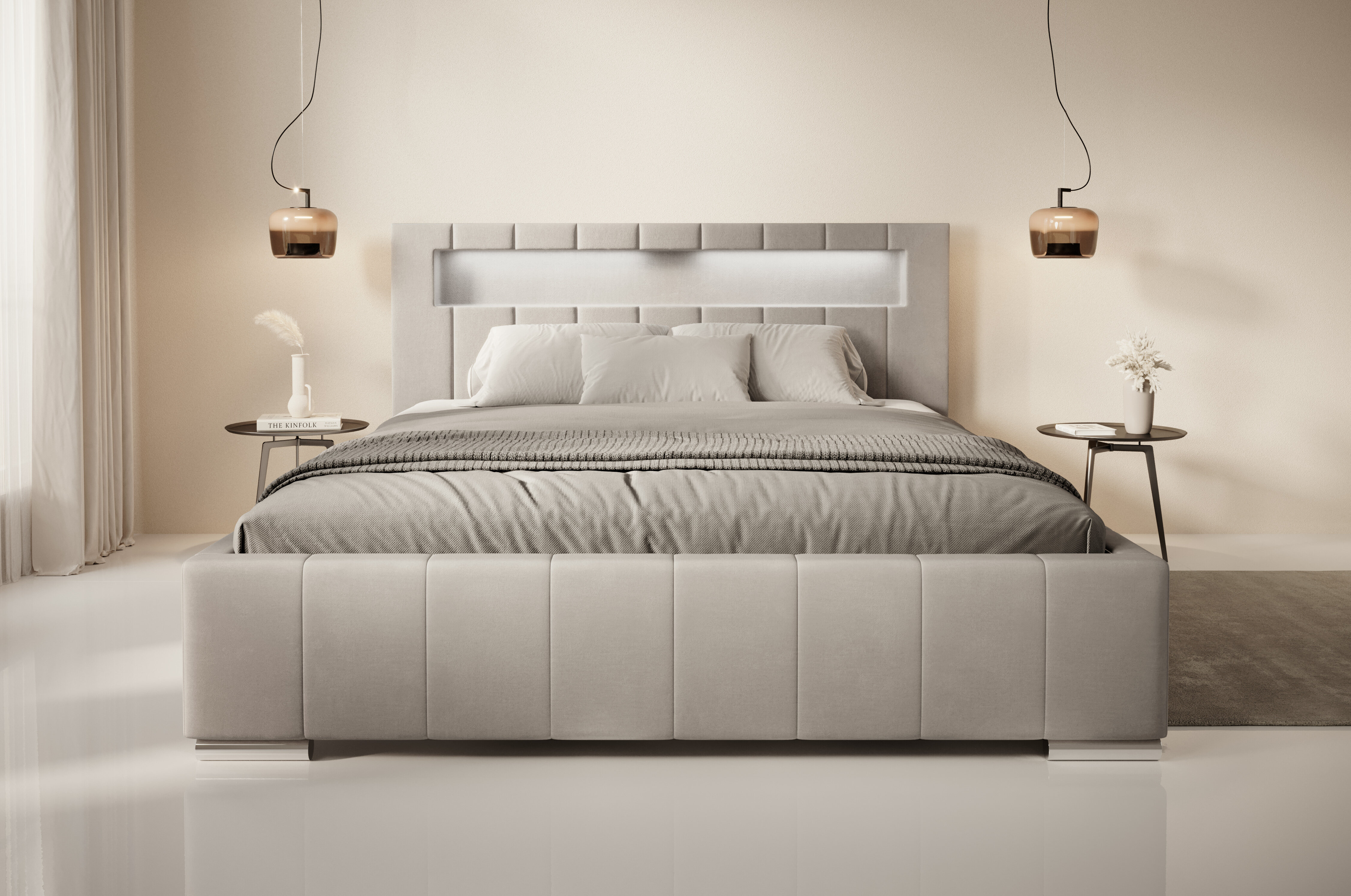 Łóżko Fores – nowoczesna forma i funkcjonalne oświetlenie LED