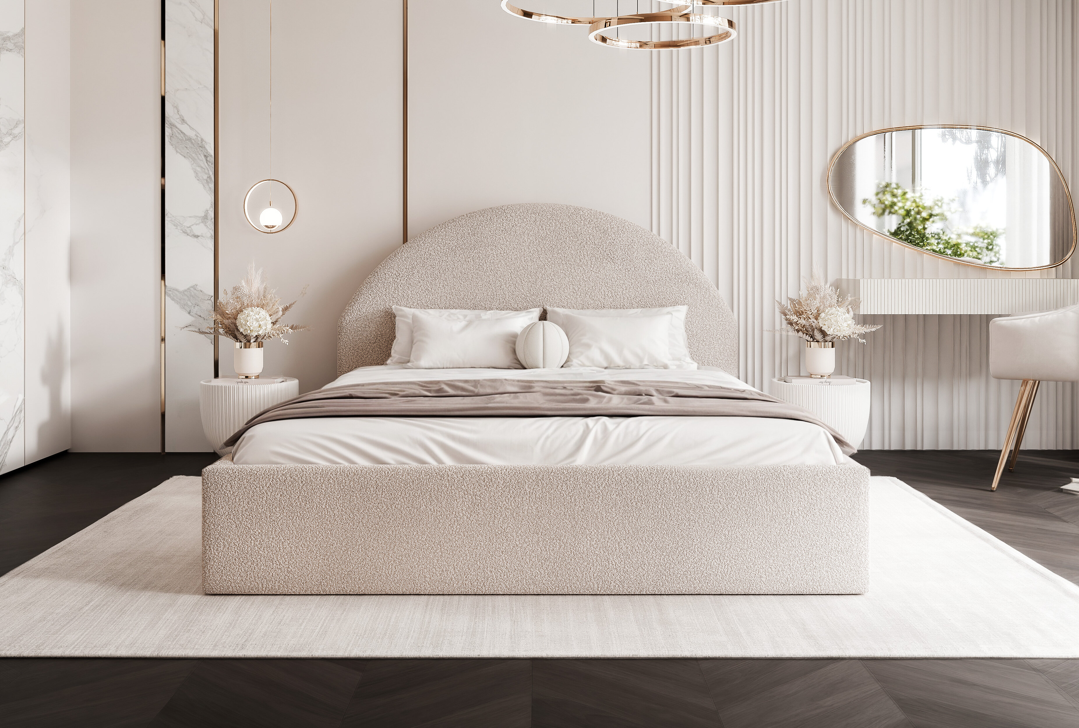 Łóżko Nomi – nowoczesna forma z zaokrąglonym wezgłowiem